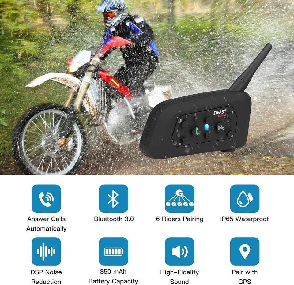 EJEAS V6 Pro Bluetooth-Gegensprechanlage für Motorradhelme