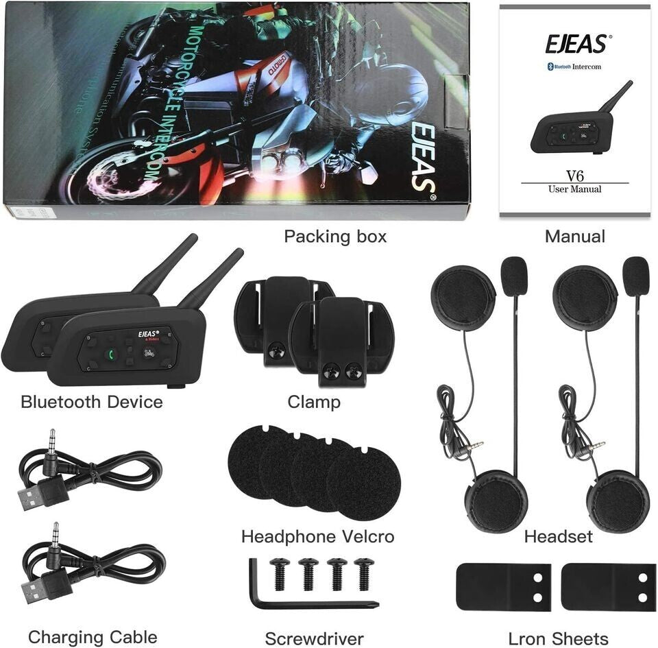 EJEAS V6 Pro Bluetooth-Gegensprechanlage für Motorradhelme